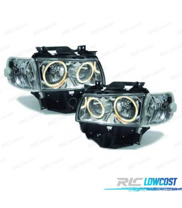 FARÓIS ANGEL EYES VOLKSWAGEN VW T4 CARAVELLE 97-03 FUNDO CROMADO
