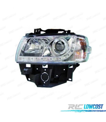 FARÓIS VOLKSWAGEN VW T4 CARAVELLE MULTIVAN 97-03 LUZ DIURNA FUNDO CROMADO