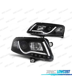 FARÓIS COM LUZ DIURNA TUBE XENON AUDI A6 4F 04-08 FUNDO PRETO
