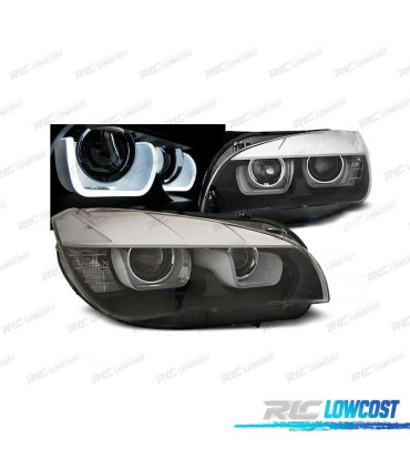 FARÓIS FRONTAIS BMW X1 12-14 XENON LED 3D FUNDO PRETO