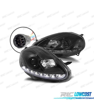 FARÓIS FIAT GRANDE PUNTO 08-09 LUZ DIURNA PRETA