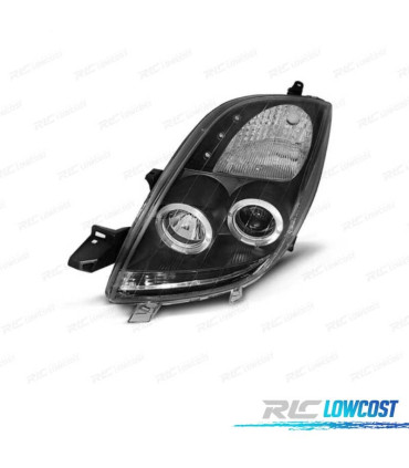 FARÓIS ANGEL EYES CCFL TOYOTA YARIS 06-09 FUNDO PRETO