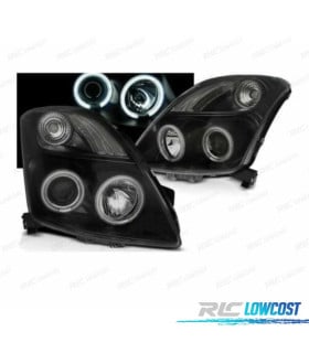 FARÓIS ANGEL EYES CCFL SUZUKI SWIFT 05-10 FUNDO PRETO