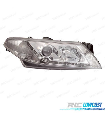 FARÓIS RENAULT LAGUNA 01-05 LUZ DIURNA LED FUNDO CROMADO