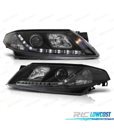 FARÓIS RENAULT LAGUNA 01-05 LUZ DIURNA LED FUNDO NEGRO