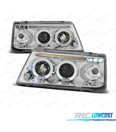 FARÓIS PEUGEOT 205 90-96 ANGEL EYES FUNDO CROMADO