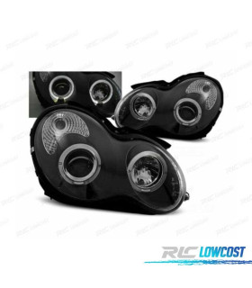 FARÓIS ANGEL EYES CCFL MERCEDES C W203 00-07 FUNDO PRETO