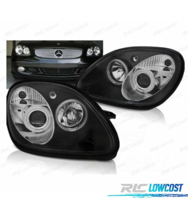 FARÓIS ANGEL EYES MERCEDES SLK R170 96-04 FUNDO PRETO