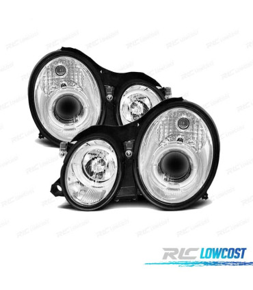 FARÓIS ANGEL EYES CCFLMERCEDES CLK W208 98-02 FUNDO CROMADO