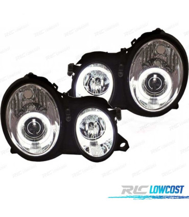 FARÓIS ANGEL EYES CCFLMERCEDES CLK W208 98-02 FUNDO CROMADO