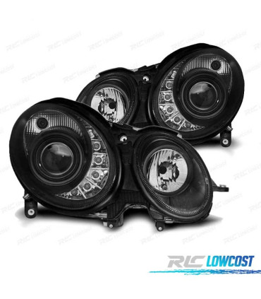 FARÓIS MERCEDES W211 06-09 LUZ DIURNA FUNDO NEGRO