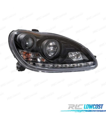 FARÓIS XENON D2S COM LUZ DIURNA LED PARA MERCEDES S W220 02-05 FUNDO PRETO