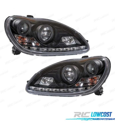 FARÓIS XENON D2S COM LUZ DIURNA LED PARA MERCEDES S W220 02-05 FUNDO PRETO