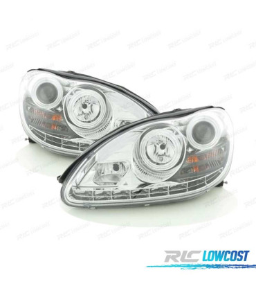 FAROIS XENON LED MERCEDES S W220 02-05 FUNDO CROMADO