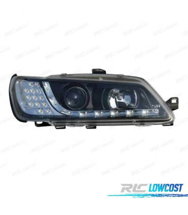 FARÓIS COM LUZ DIURNA LED PEUGEOT 306 97-00 FUNDO PRETO