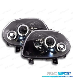 FARÓIS ANGEL EYES RENAULT CLIO 98-01 FUNDO PRETO
