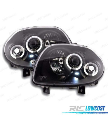 FARÓIS ANGEL EYES RENAULT CLIO 98-01 FUNDO PRETO