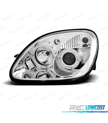 FARÓIS ANGEL EYES MERCEDES SLK R170 96-04 FUNDO CROMADO