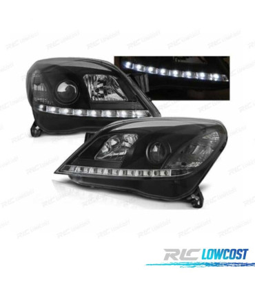 FARÓIS OPEL ASTRA H 04-09 LUZ DIURNA LED FUNDO NEGRO