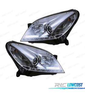 FARÓIS OPEL ASTRA H 04-09 LUZ DIURNA LED FUNDO CROMADO