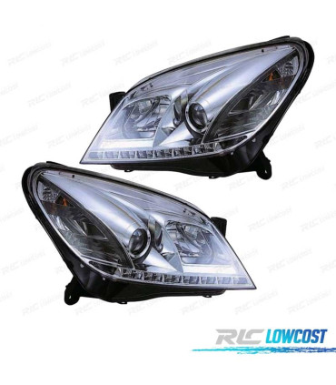 FARÓIS OPEL ASTRA H 04-09 LUZ DIURNA LED FUNDO CROMADO