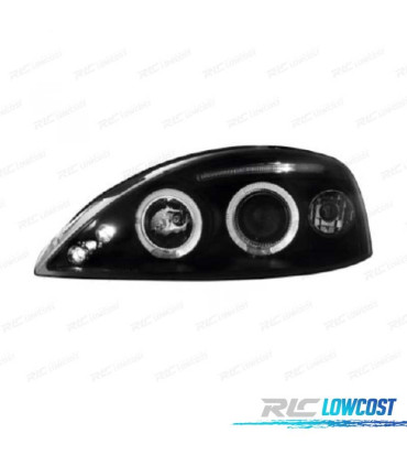 FARÓIS ANGEL EYES + LED OPEL CORSA C 00-06 FUNDO PRETO