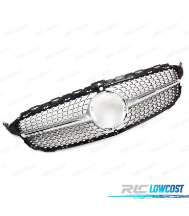 GRELHA DIANTEIRA MERCEDES W205 AMG 14-18 CAMERA LOOK DIAMOND SILVER