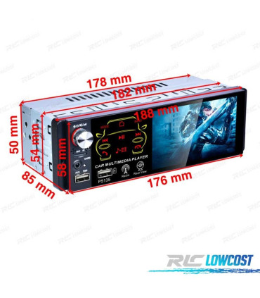 AUTORRÁDIO UNIVERSAL 1 DIN ECRA TACTIL DE 4.1"