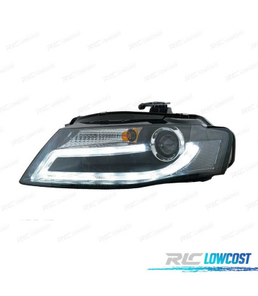 FARÓIS FRONTAIS AUDI A4 B8 07-11 LUZ DIURNA LED DRL FUNDO PRETO