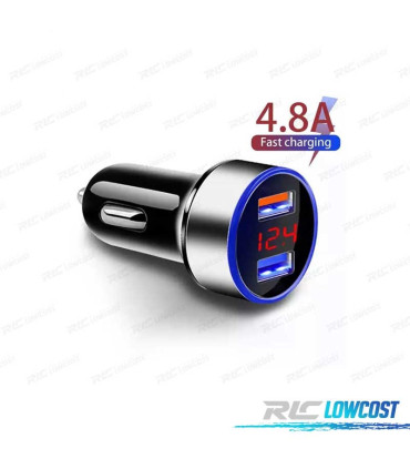 CARREGADOR RAPIDO ISQUEIRO DUPLO LCD USB 4.8 A PRETO