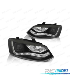 FARÓIS VOLKSWAGEN VW POLO 6R 10-14 LUZ DIURNA FUNDO NEGRO
