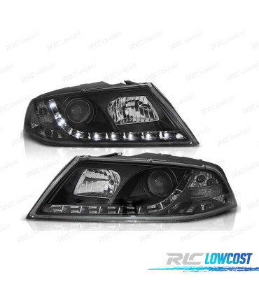 FARÓIS SKODA OCTAVIA 05-08 LUZ DIURNA LED FUNDO NEGRO