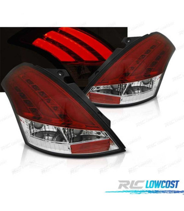 FAROLINS TRASEIROS LED PARA SUZUKI SWIFT V 10-17 RED CRYSTAL VERMELHO CRISTAL
