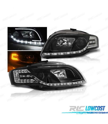 FARÓIS LED PARA AUDI A4 B7 04-08 PRETO