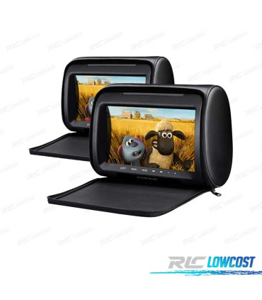 ENCOSTO DE CABEÇA MULTIMEDIA 9 PULGADAS HD TÁCTIL USB SD COR EM PRETO