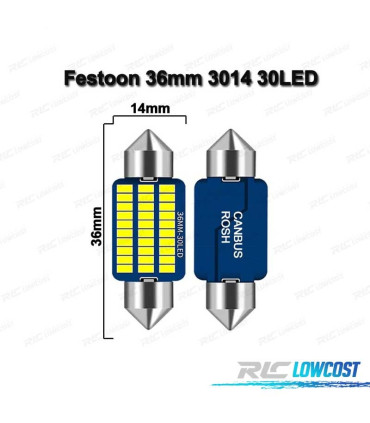 LÂMPADA LED CANBUS MATRÍCULA HABITACULO 36 MM 30 LEDS