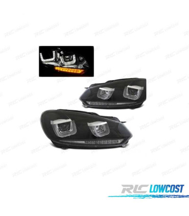 FAROIS FRONTAIS PARA VOLKSWAGEN VW GOLF MK6 08-12 LUZ DIURNA FUNDO PRETO