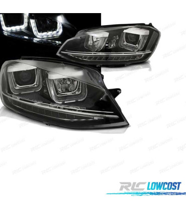FARÓIS PARA VOLKSWAGEN VW GOLF 7 FULL LED LOOK GTI U-TYPE DRL PRETO INDICADOR LED 12 -17