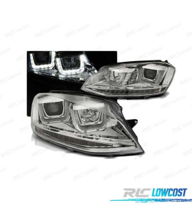 FARÓIS PARA VOLKSWAGEN VW GOLF 7 12-17 U-TYPE DRL CHROME INDICADORES LED