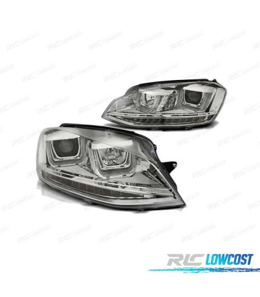 FARÓIS PARA VOLKSWAGEN VW GOLF 7 12-17 U-TYPE DRL CHROME INDICADORES LED