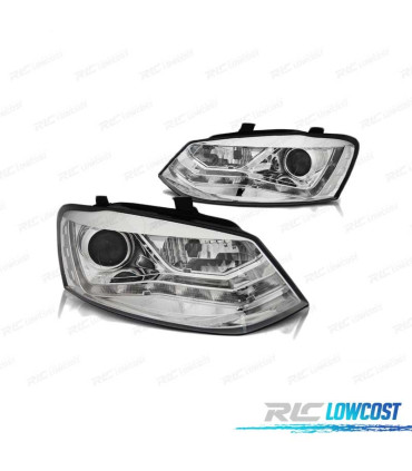 FARÓIS CROMADOS PARA VOLKSWAGEN VW POLO 6R 09-14 DAYLIGHT