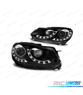 FAROL FRONTAL PARA VOLKSWAGEN VW GOLF 6 08-12 FUNDO PRETO DRL