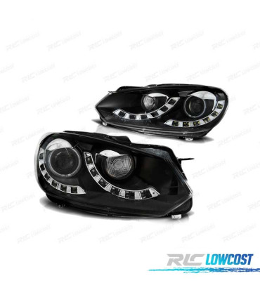 FAROL FRONTAL PARA VOLKSWAGEN VW GOLF 6 08-12 FUNDO PRETO DRL