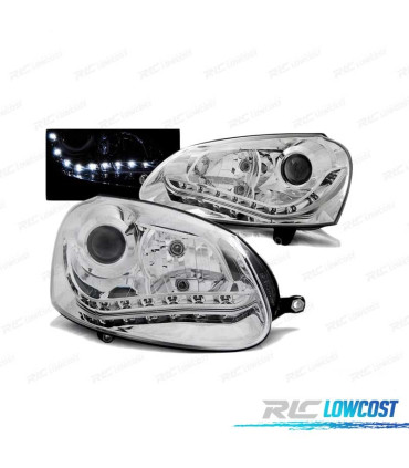 FARÓIS LUZ DIURNA VOLKSWAGEN GOLF 5 CROMADO 03-08