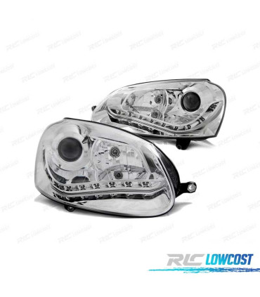 FARÓIS LUZ DIURNA VOLKSWAGEN GOLF 5 CROMADO 03-08