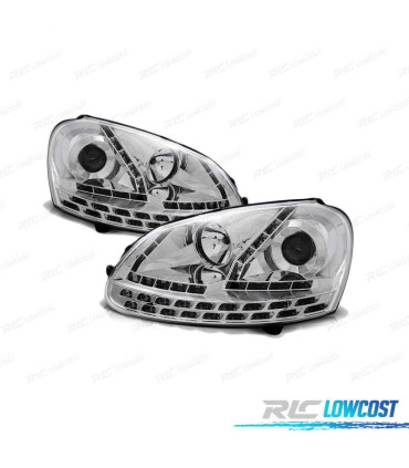 FARÓIS DAYLIGHT PARA VOLKSWAGEN VW GOLF 5 03-08 CROMADO