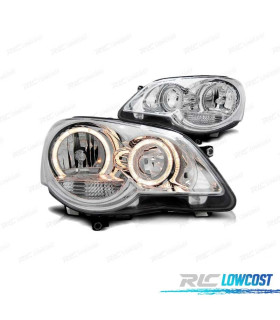 FARÓIS ANGEL EYES PARA VOLKSWAGEN VW POLO 9N3 04.05-09 CROMADO