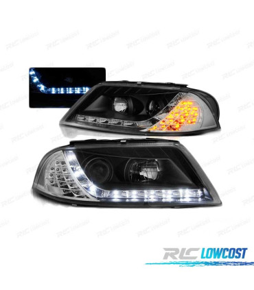 FARÓIS DAYLIGHT PARA VOLKSWAGEN VW PASSAT 3BG 00-05 COM INDICADOR LED PRETOS