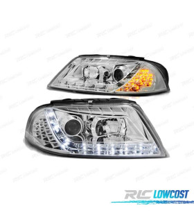 FARÓIS DAYLIGHT PARA VOLKSWAGEN VW PASSAT 3BG 00-05 COM LUZES DE LED CROMO