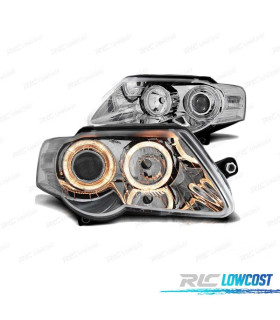 FARÓIS PARA VOLKSWAGEN VW PASSAT B6 3C 05-10 ANGEL EYES CROMADO